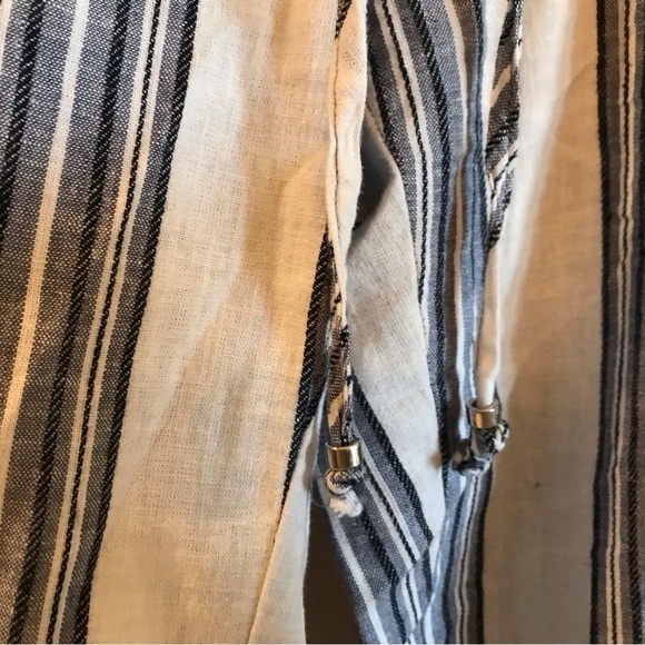 Guess Linen Size XS Blend Stripe Blue and White Elastic Waist Drawstring Pants - Picture 3 of 5
